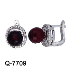Fashion Sterling Silver Colorful CZ Stud Earrings (Q-7709. JPG